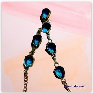 BLUE TOPAZ NECKLACE 18” STERLING SILVER.925 NEW